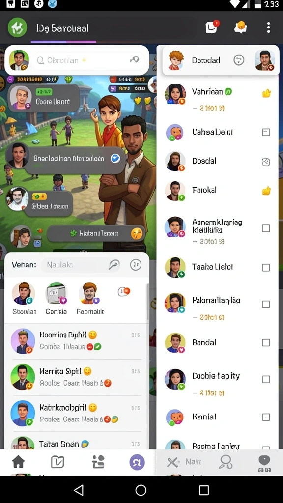 Pengguna menjelajahi dunia game yang penuh warna.