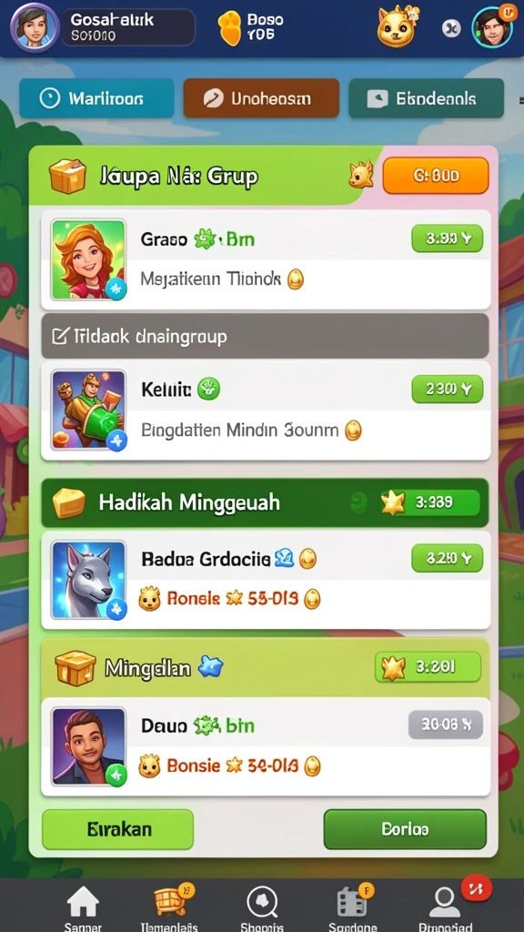 Misi harian yang menawarkan reward menarik.