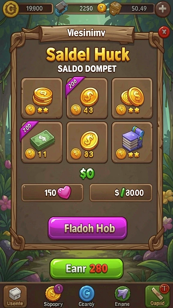 Tangkapan layar berbagai item dan kekuatan khusus dalam game.