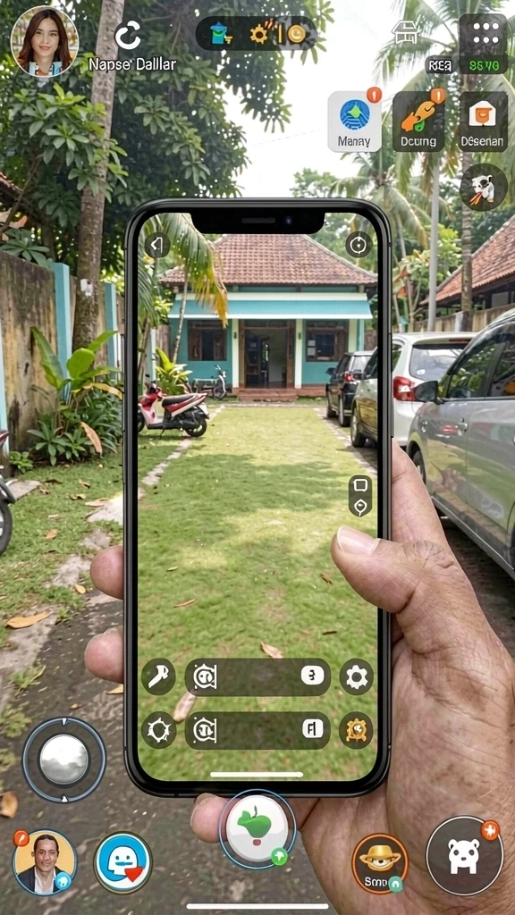 Tangkapan layar dengan item dan power-up menarik.